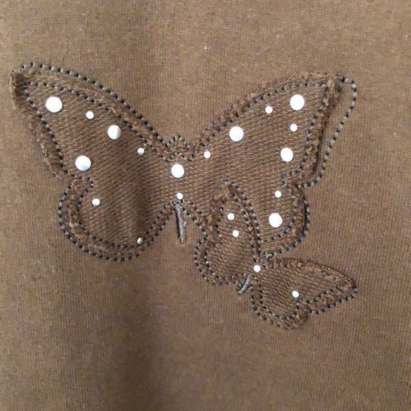 Silverwear brown butterfly front pouch pocket zip up - Picture 2 of 11